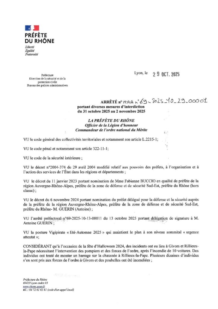 Image du document Arrêté préfectoral portant diverses mesures d’interdiction – Halloween 2025
