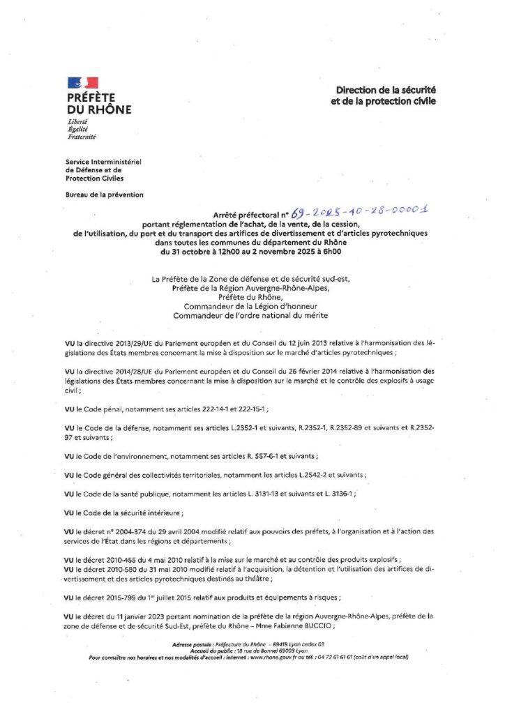 Image du document Arrêté préfectoral portant réglementation de la pyrotechnie pour Halloween 2025
